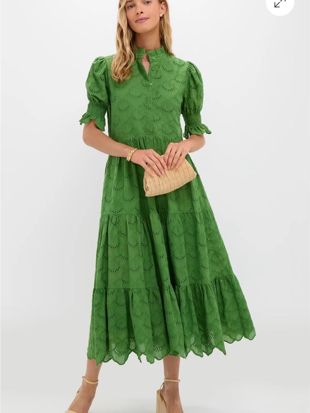 HYACINTH HOUSE fern green eyelet bennett maxi dress